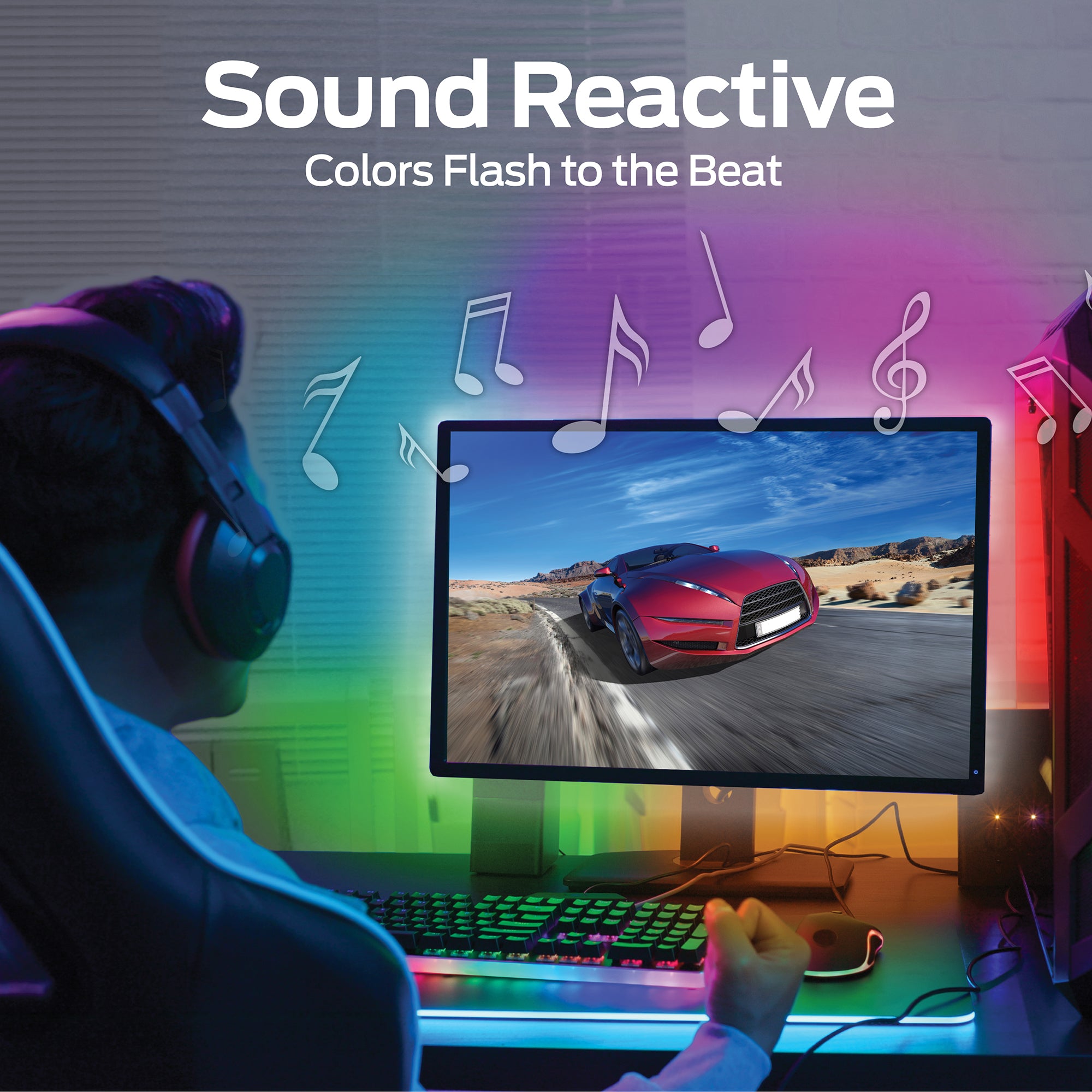 Monster 6.5FT Sound Reactive Color flow LED Light Strip